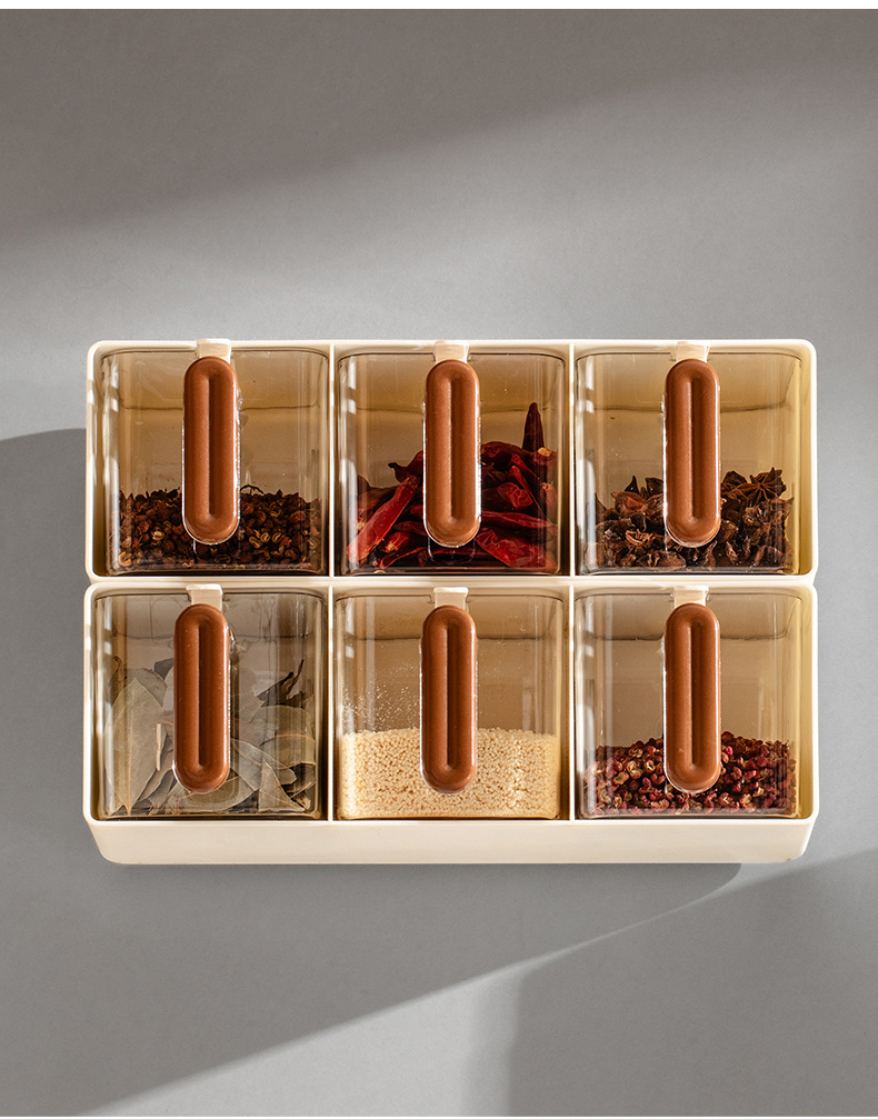 Household kitchen seasoning box, spice and salt storage box, seasoning jar, multi-compartment kitchen, food-grade, non-perforating seasoning jar pic 20