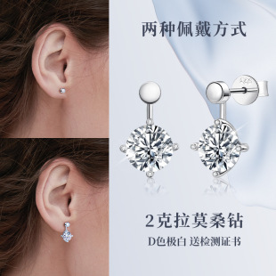 跨境欧美ins风长款流苏莫桑石耳环女高级感925纯银外贸耳饰品批发详情8