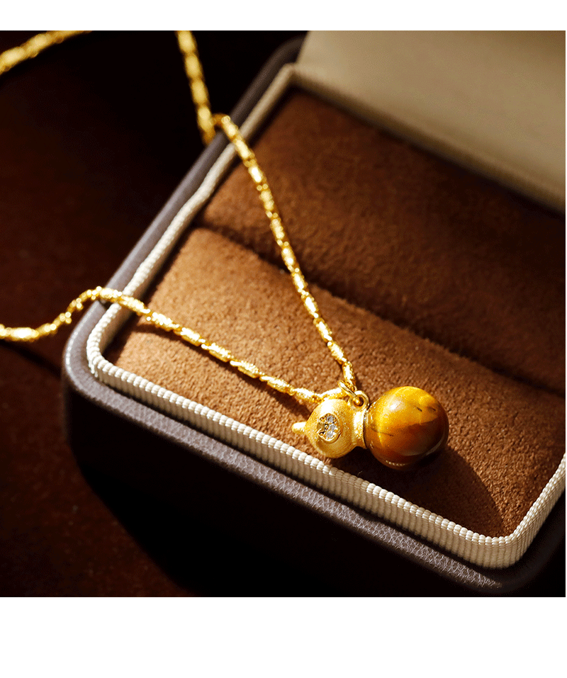 Hyacinth merad ojo de tigre piedra colgante collar mujer otoño invierno burst calabaza suéter cadena 2025 premium sentido clavícula cadena accesorios collar pic 4