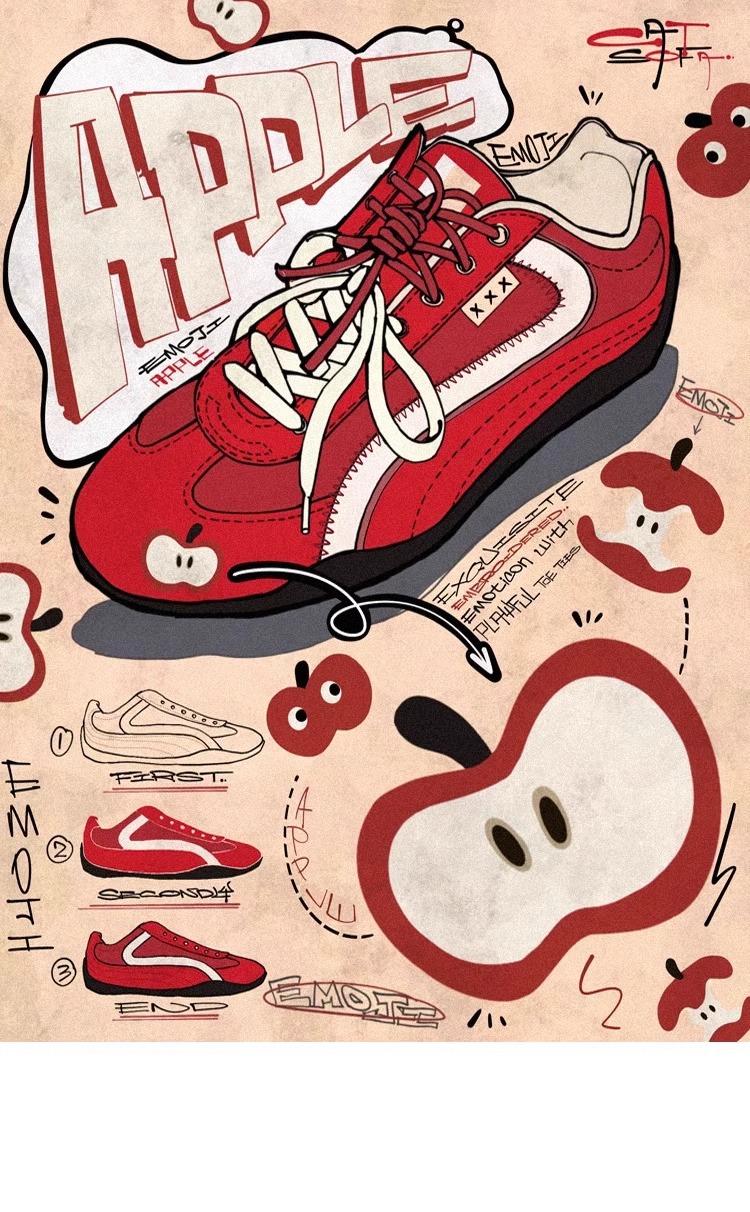 新款厚底增高红色苹果系带德训鞋复古时尚百搭阿甘运动休闲鞋女详情1