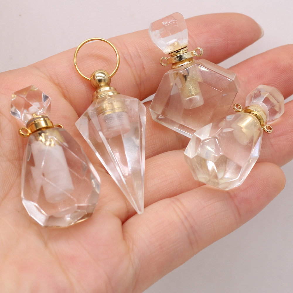 Exquisite natural semi-precious stone perfume bottles, white crystal, various shapes, DIY accessories, fashionable and exquisite wholesale production pic 7