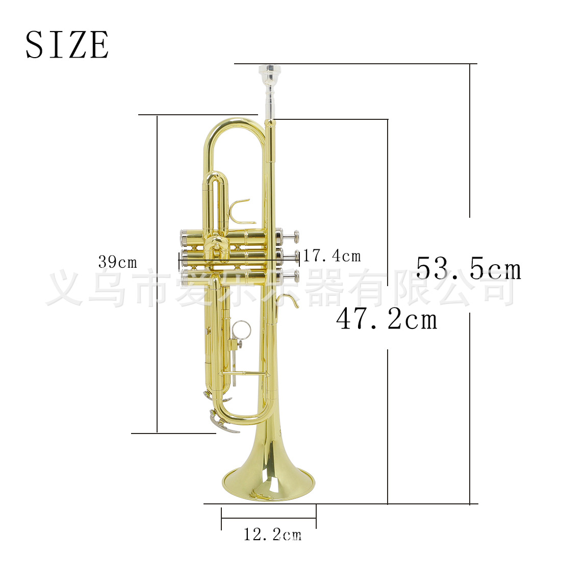 Wholesale of SLADE standard Bb brass trumpet foam box for children and students to perform three-tone trumpets pic 2