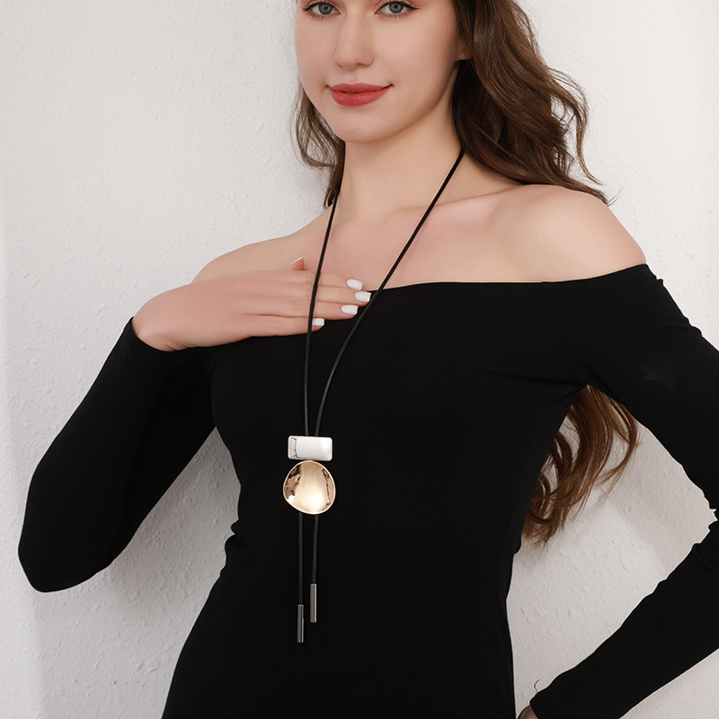 跨境亚马逊新款女士几何长项链金属简约小众饰品外贸批发欧美项饰详情7