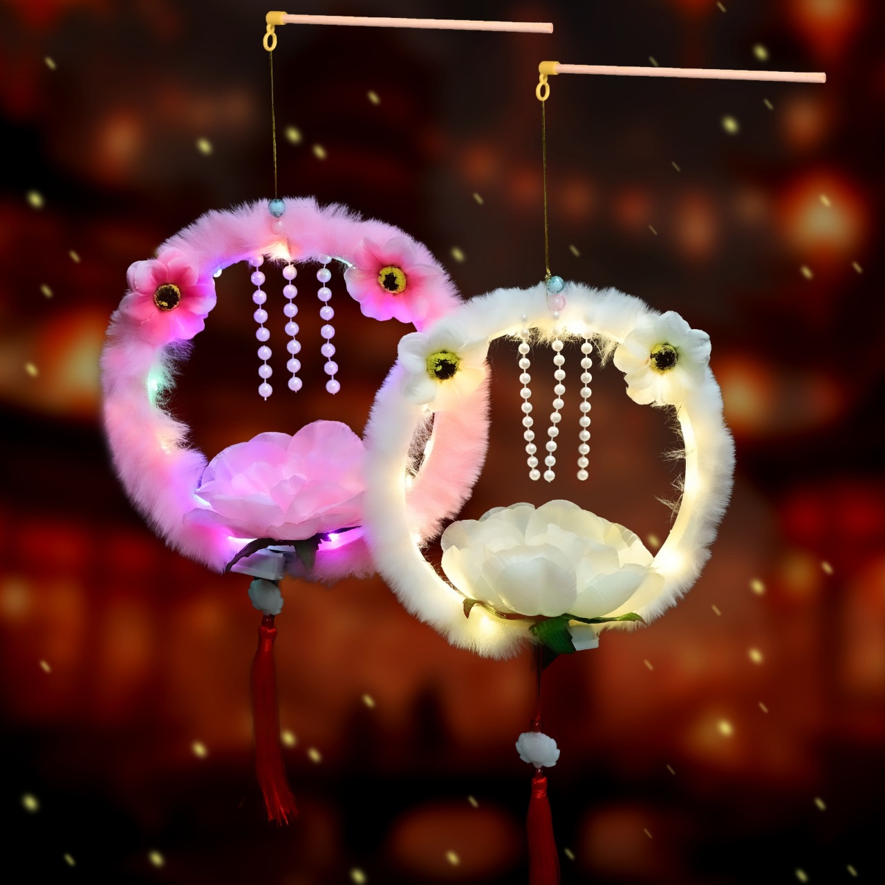 发光玩具手提发光龙角花灯春节元宵摆摊闪光灯笼玉兔花灯地摊批发详情5