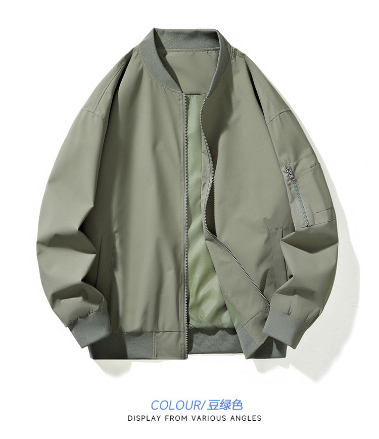 夹克男新款春秋季男士棒球服外套美式潮牌休闲飞行员夹克纯色男装详情14