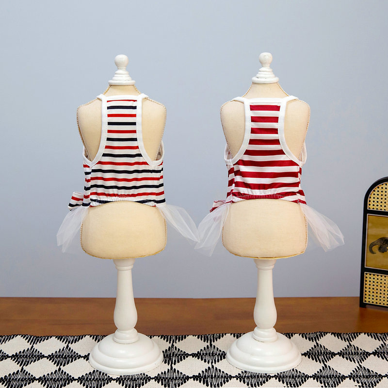 Two striped navy style dresses for pet clothing. Pet cat and dog clothes. Pet dog clothes. Pet clothing. Pet clothing. Fashionable and cute pic 13