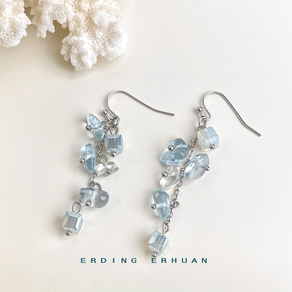 【 Sea Blue Series 】 Summer new original design, handcrafted, fresh and vacation-style blue earrings, factory earrings for women pic 31