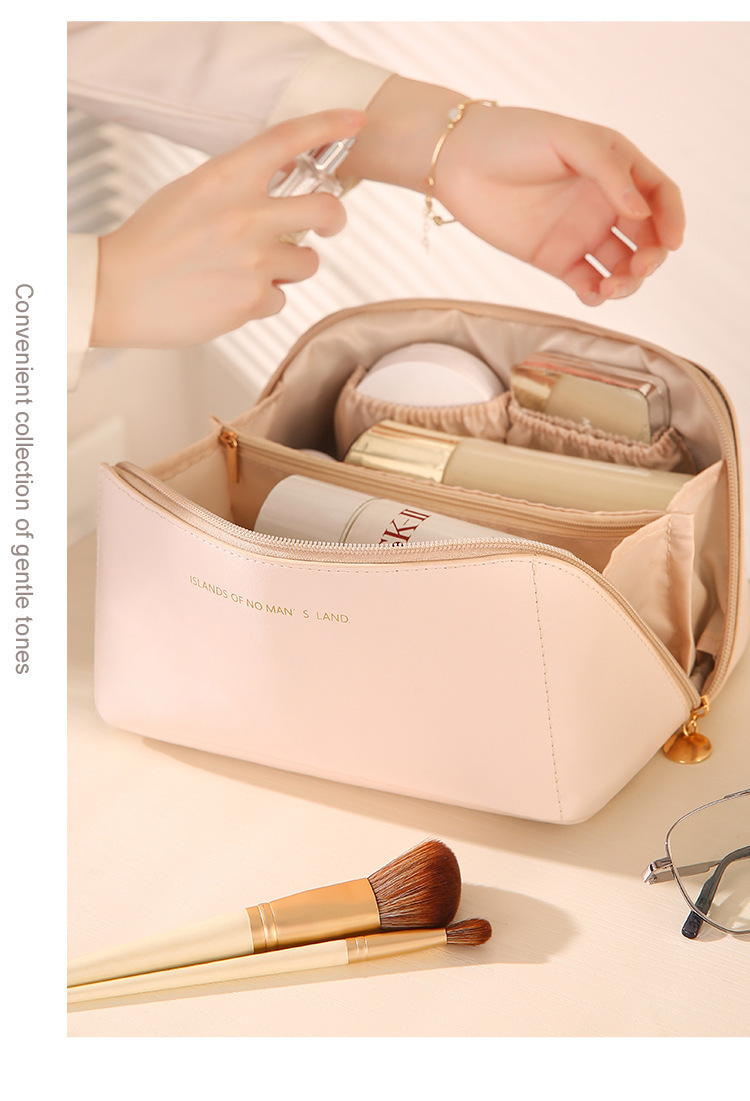 Bolsa de maquillaje de gran capacidad simple multifuncional bolsa de almacenamiento premium bolsa de almacenamiento ins portátil bolsa de tocador de viaje al por mayor pic 13