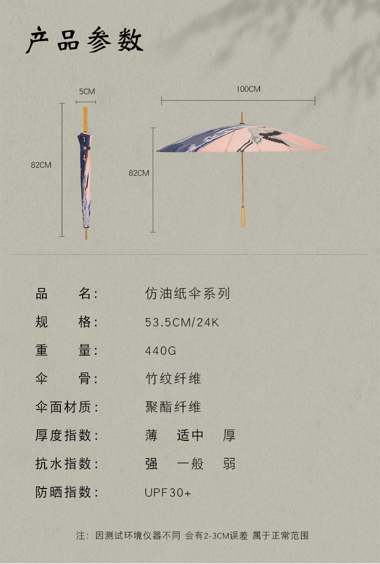 新款时尚复古油画24骨直杆伞实木手柄长柄伞加印logo雨伞古风伞详情18