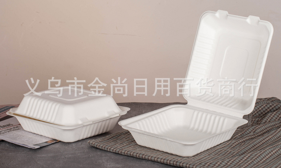 一次性餐盒纸碗甘蔗渣可降解加厚餐具碗汉堡纸浆盒水果圆盘沙拉碗详情7