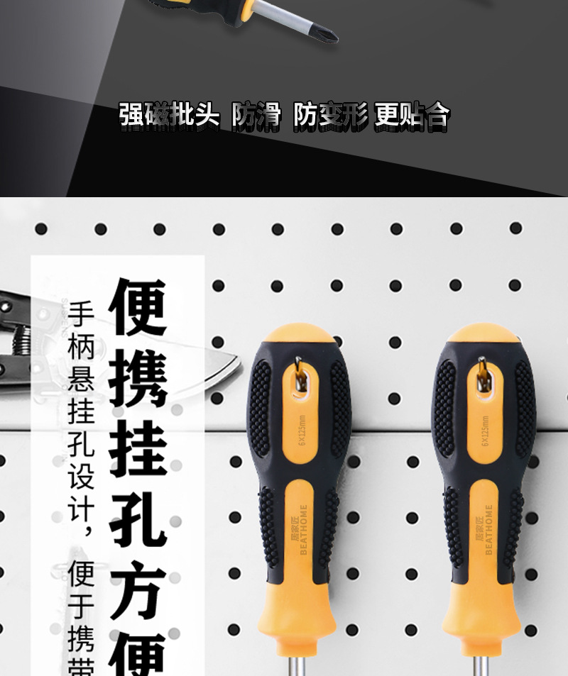 Wholesale of cross-head screwdrivers, industrial-grade strong magnetic bits, anti-slip handle screwdrivers, and manual screwdrivers pic 2