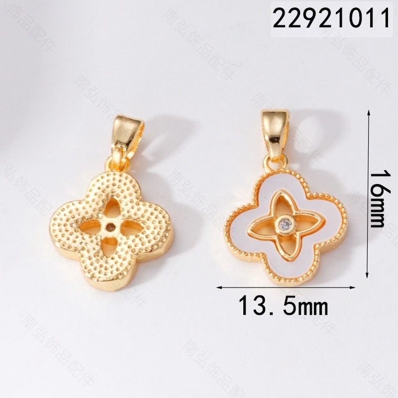 18k real gold color retention, zirconium-inlaid natural mother-of-pearl four-leaf clover pendant, diy handcrafted jewelry, bracelet, necklace accessory pic 4
