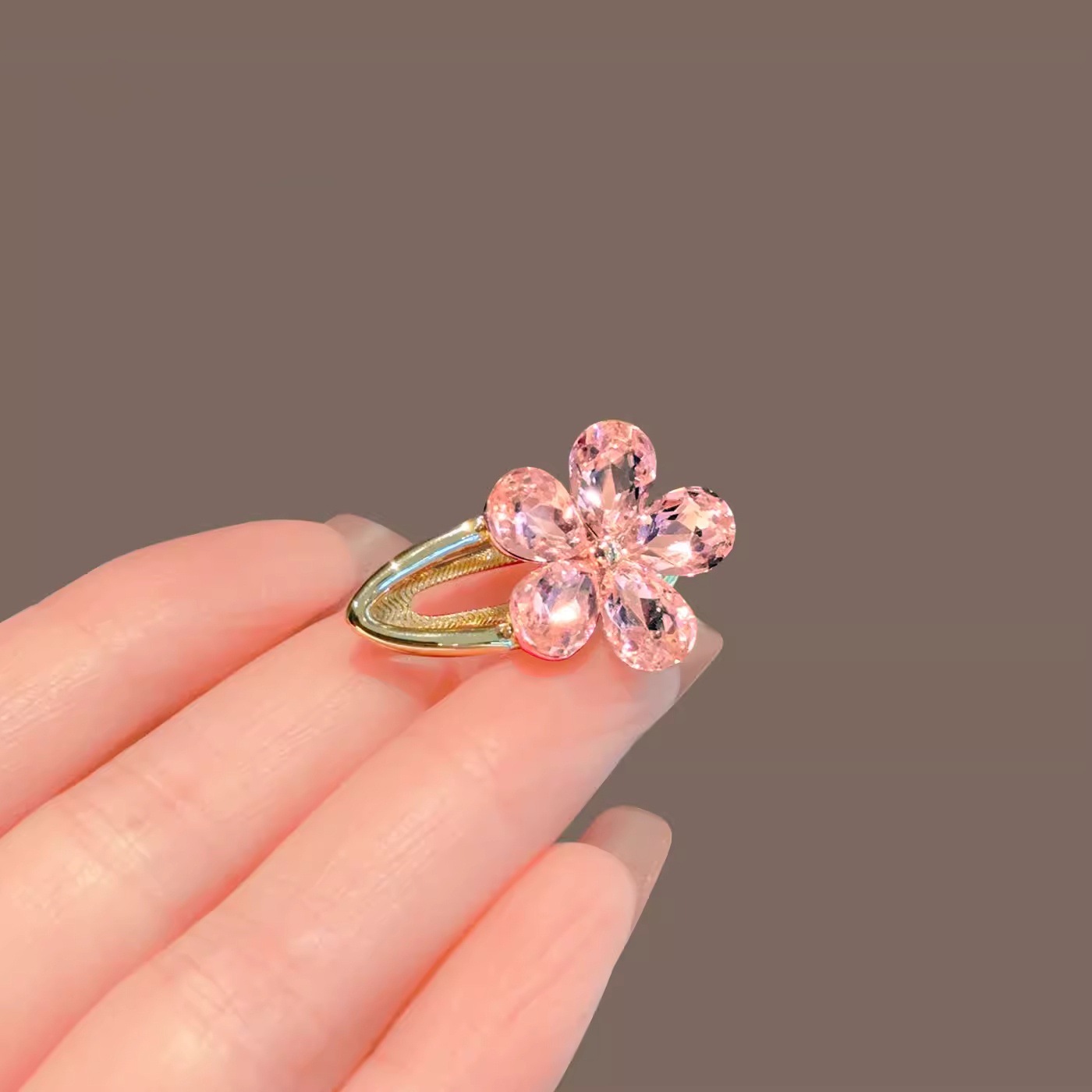 韩国时尚超闪亮水钻水晶刘海发夹花朵女小号侧边夹鸭嘴夹顶夹碎发详情8