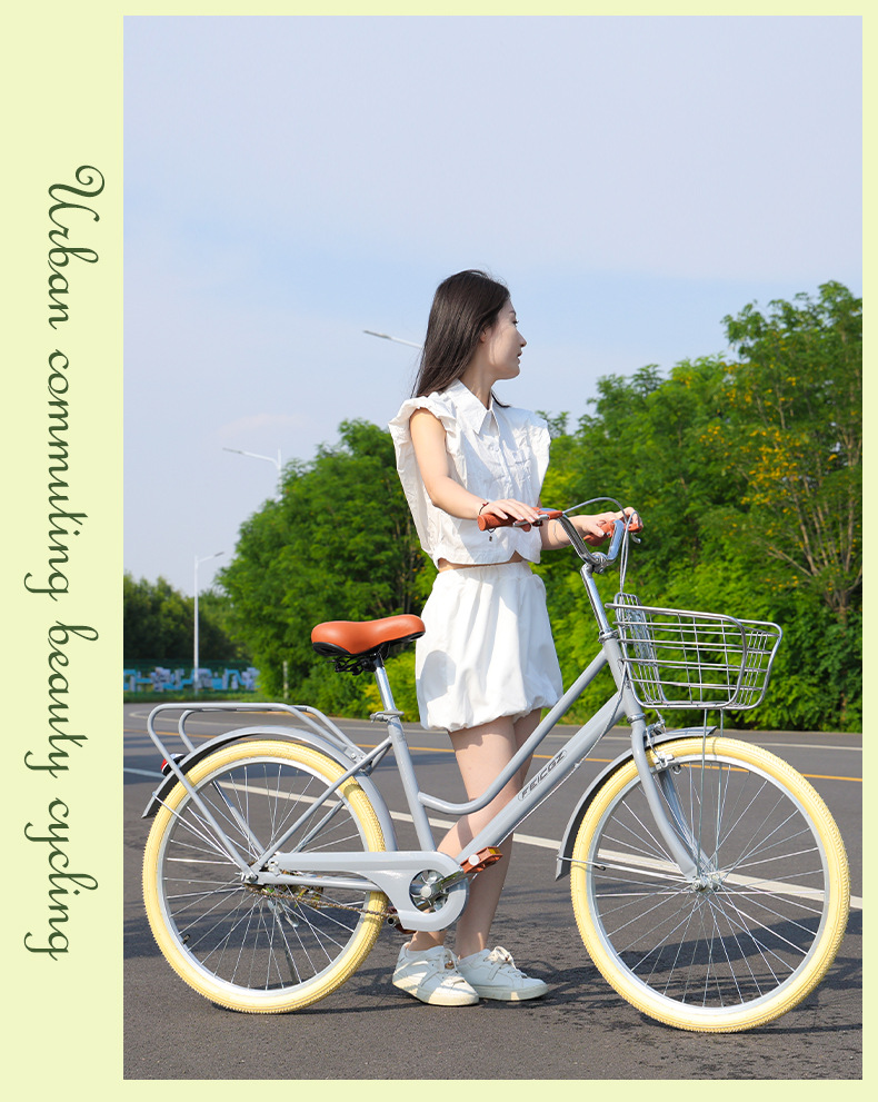 24寸女式复古单车成人轻便脚踏车学生变速代步车子淑女通勤自行车详情7