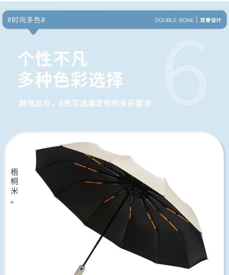 12骨雨伞全自动折叠雨伞男大号双人晴雨遮阳防晒防紫外线现货批发详情8