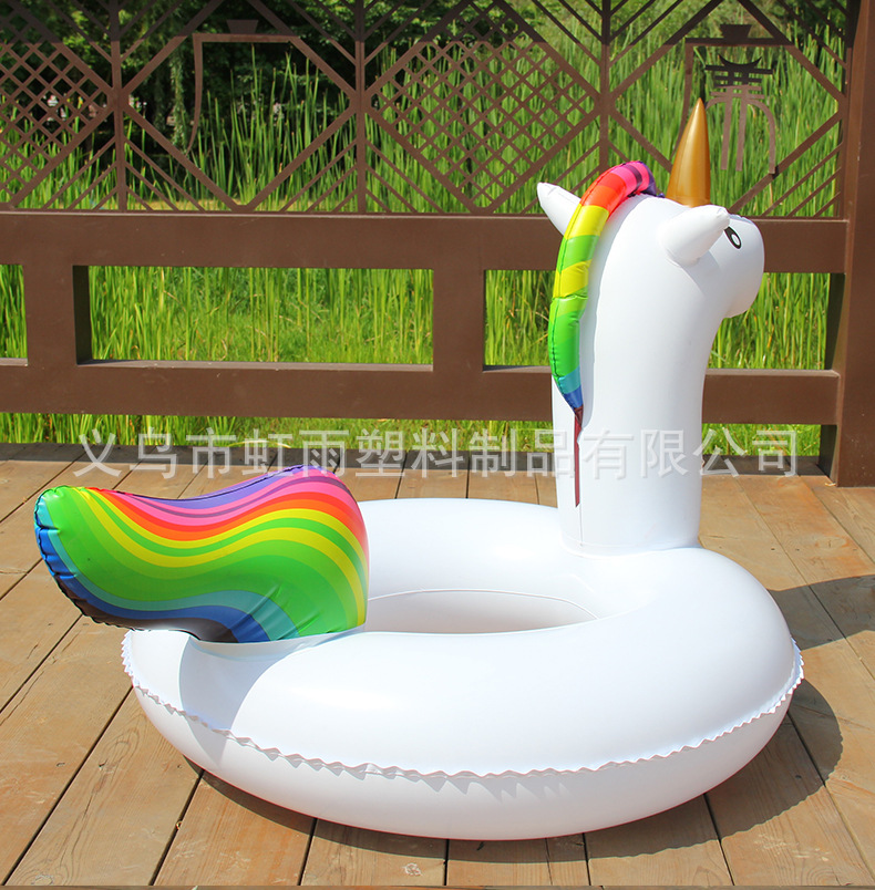 虹雨新款儿童独角兽游泳圈批发可爱卡通独角兽腋下圈加厚充气泳圈详情7