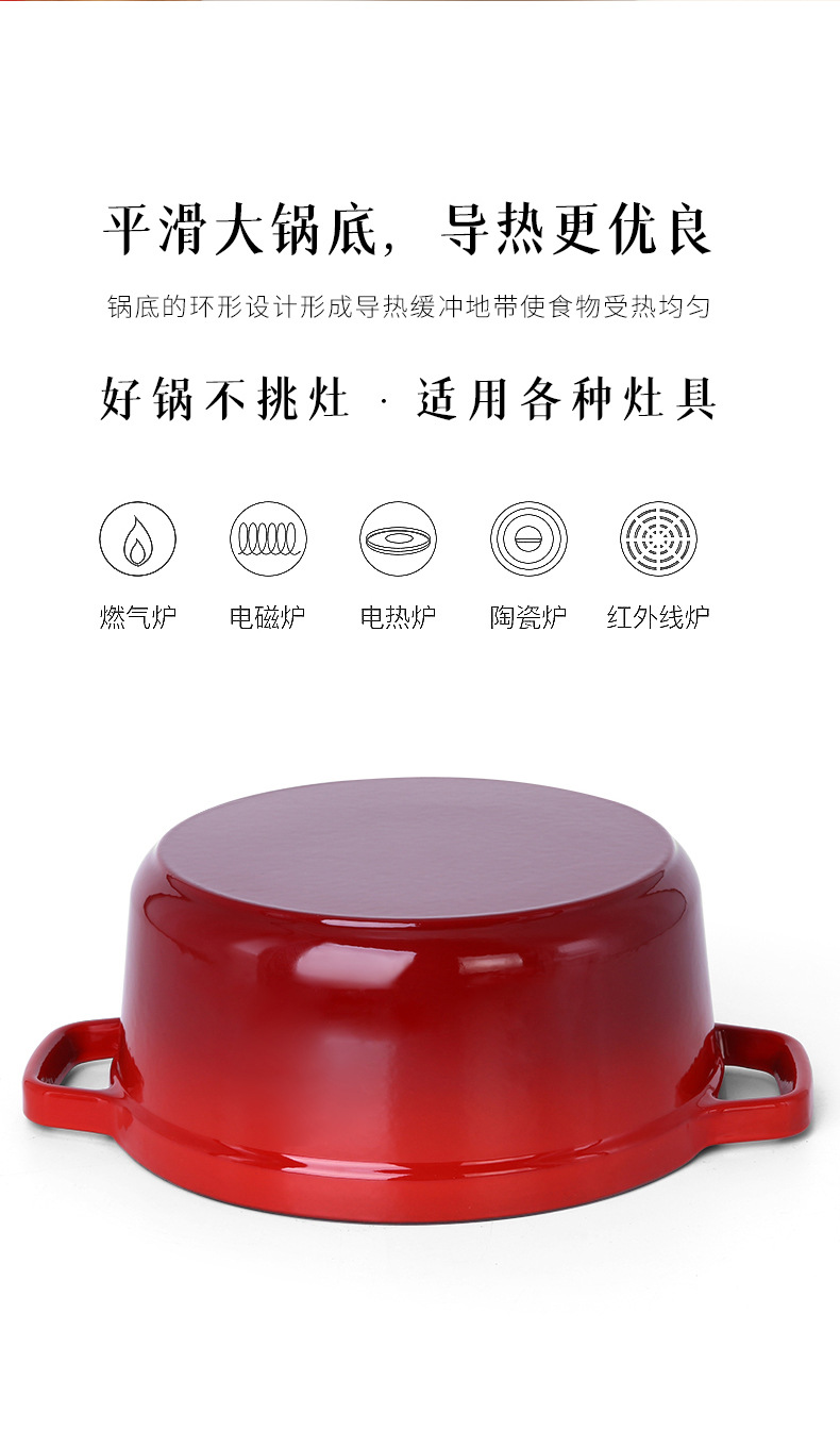 C&E Creative Enamel Soup pot with a frosted black cast iron multi-functional non-stick cooking and stewing function for kitchen use pic 13