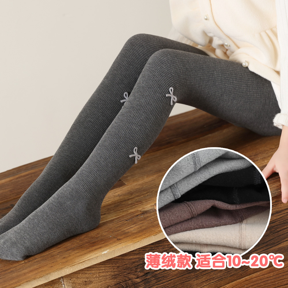 女童打底裤春秋冬薄绒中厚款一体宝宝白色外穿加绒加厚儿童连裤袜详情1