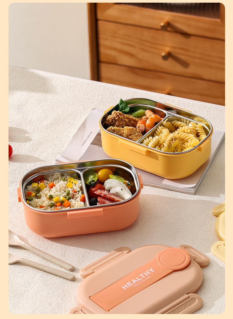 Cross-border 304 stainless steel lunch boxes, work insulation, cafeteria, outdoor portable compartments, fast food boxes, bento boxes, lunch boxes for students pic 6