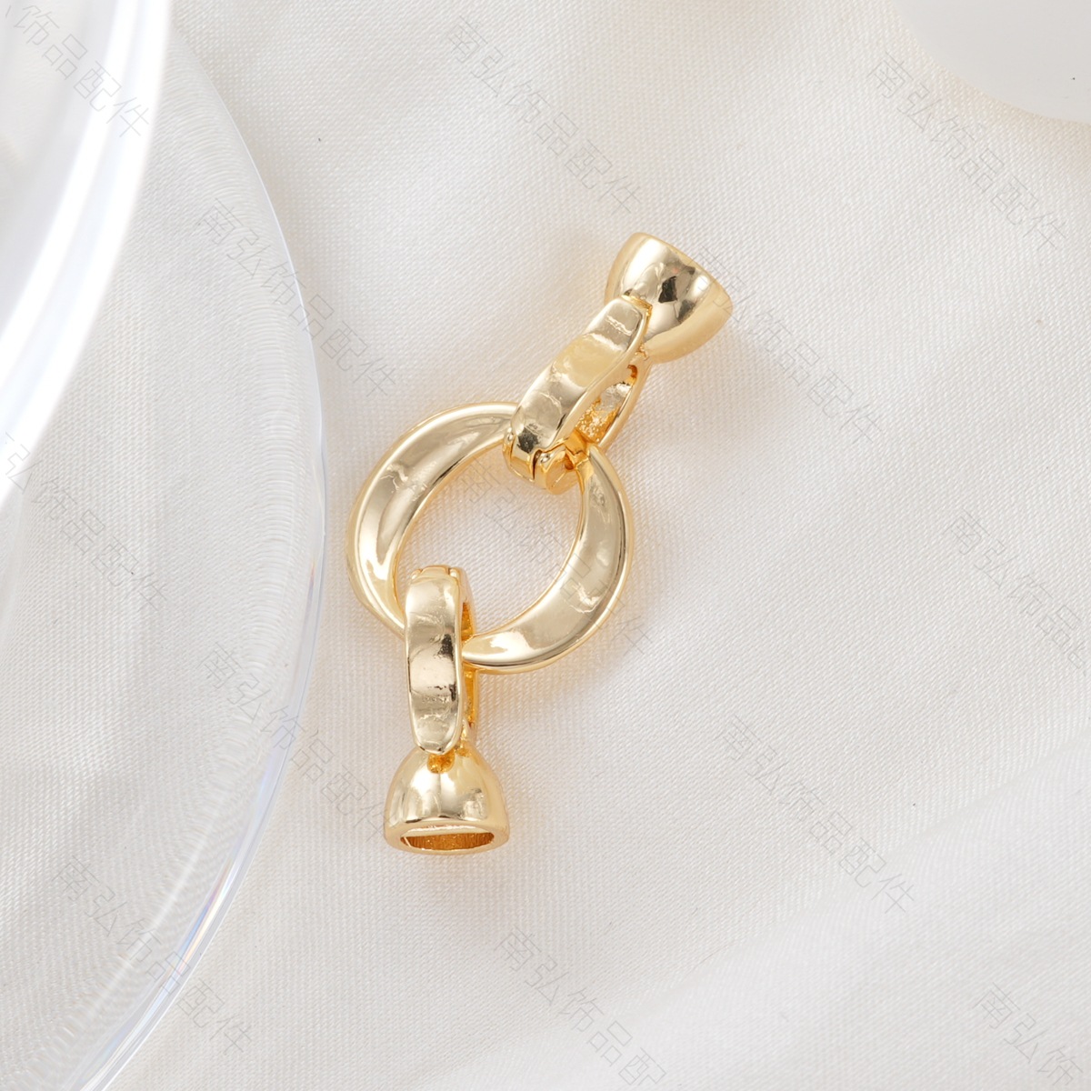 Copper-plated 18k gold color-preserving glossy circular connection buckle, horn buckle, bracelet, necklace buckle, DIY jewelry accessories pic 8