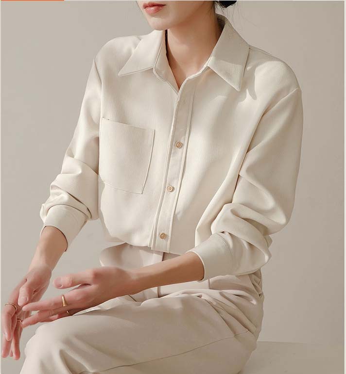 法式磨毛加厚白色衬衫女春秋长袖小众别致复古港味叠穿衬衣详情7