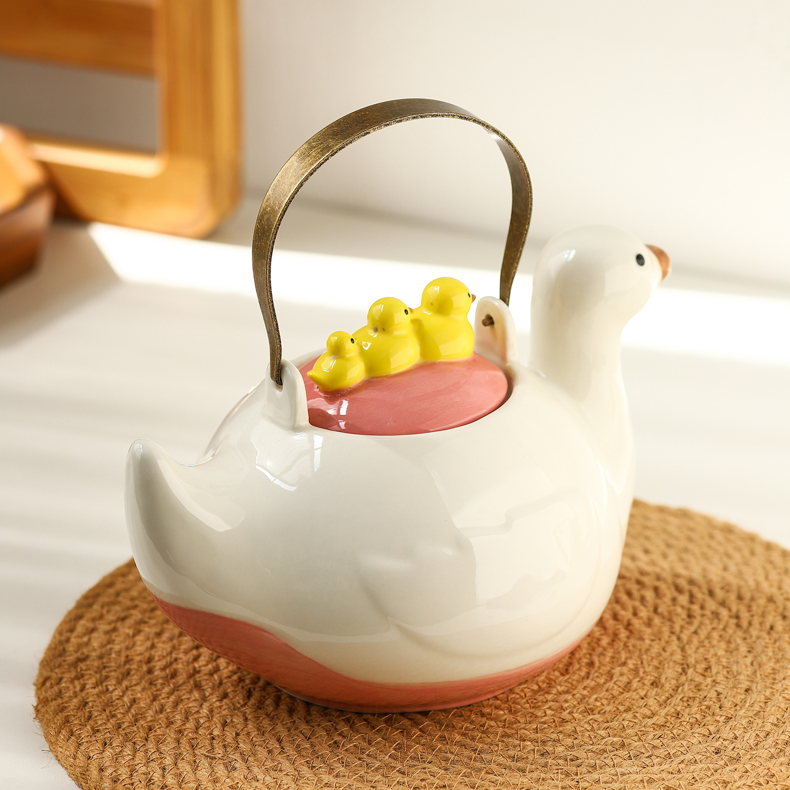 High-quality household teapots and cups, cartoon cute water bottle sets, creative duck ceramic water sets pic 13