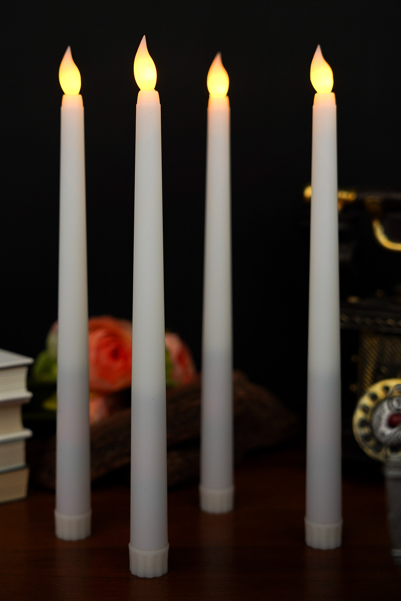 跨境无烟仿真长杆蜡烛 led发光白色聚会家居装饰长杆锥形发光蜡烛详情6