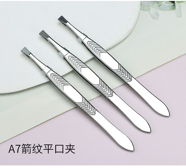 横纹眉夹套装睫毛夹美睫睫毛镊子夹子精密工具不锈钢假睫毛修眉夹详情18