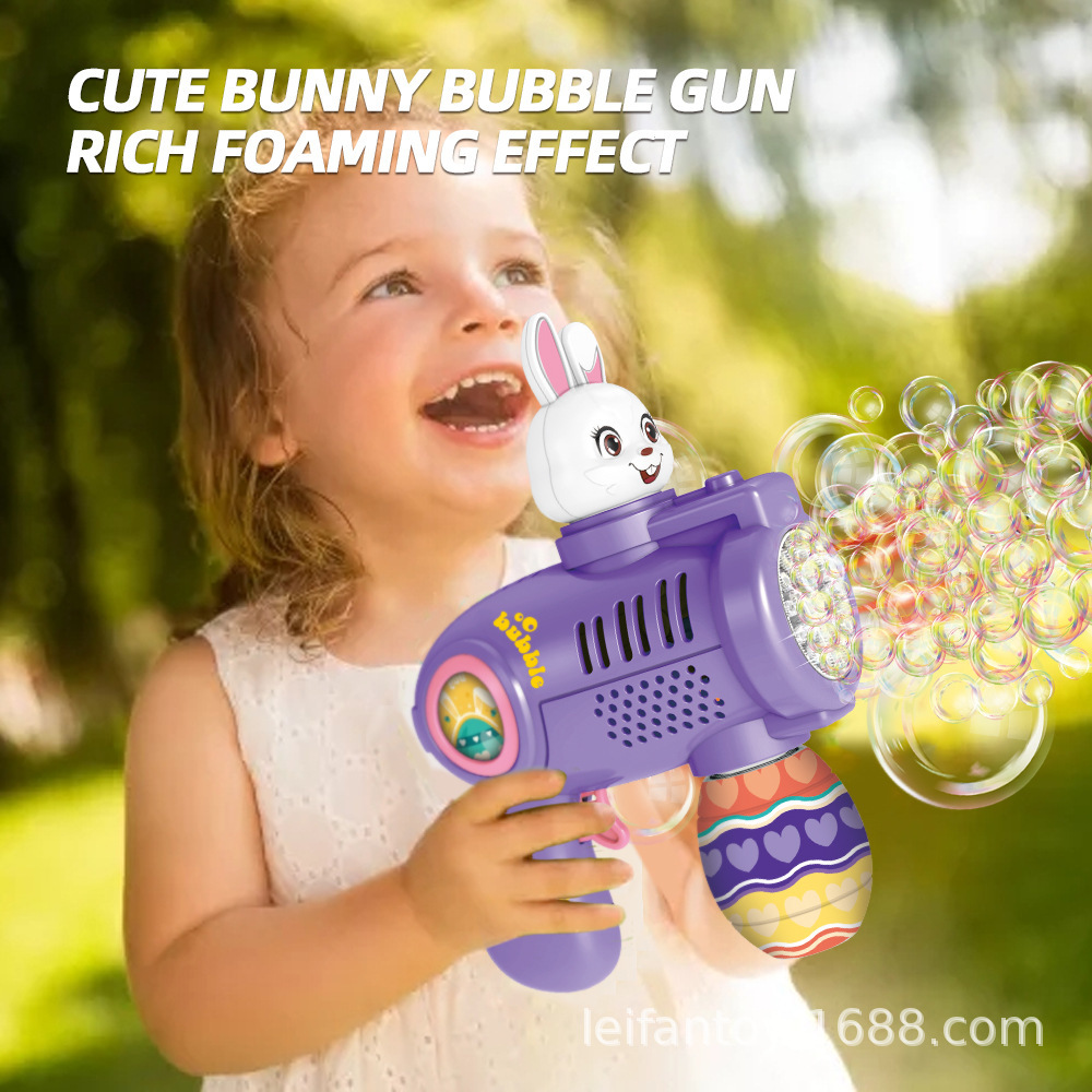 The 2026 new rabbit bubble machine, a fully automatic electric handheld Easter bubble gun toy for children, is going cross-border pic 2