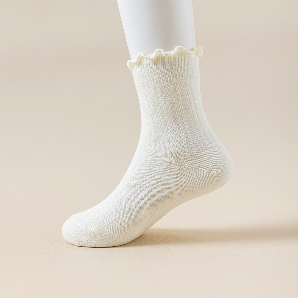 跨境新款纯色花边儿童袜子中筒袜宝宝婴儿中小童袜子春夏详情14