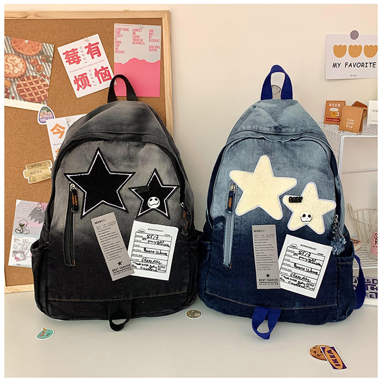 The new color-block soft backpack with pleated material, waterproof outdoor hiking bag, casual sports bag and student schoolbag trend pic 22