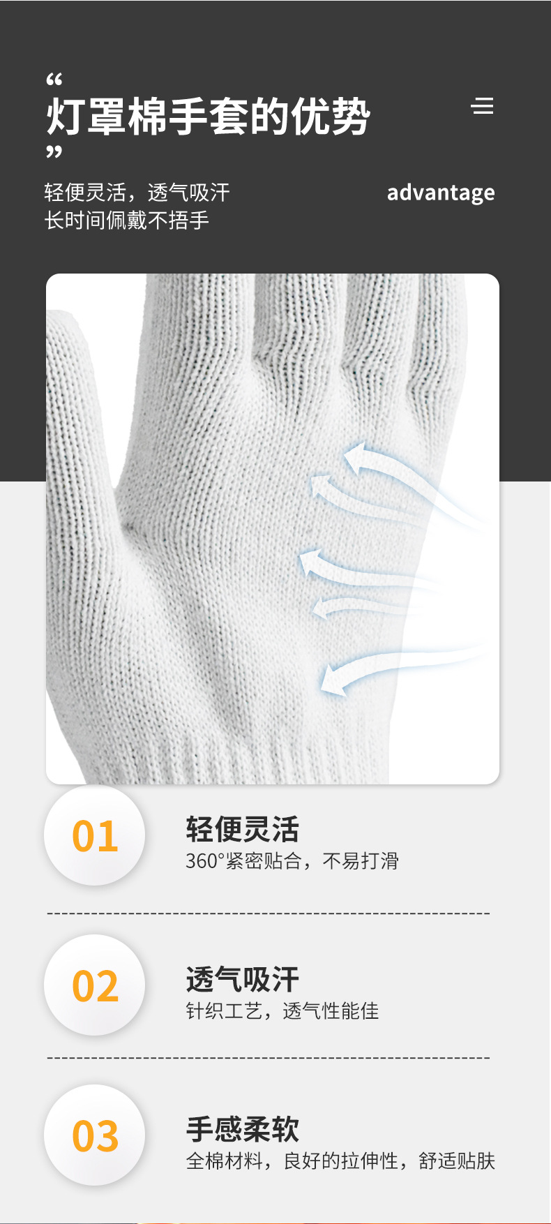 Cotton yarn gloves, labor protection wear-resistant thread gloves, thickened anti-slip thin nylon, construction site wholesale, wear-resistant for work pic 4