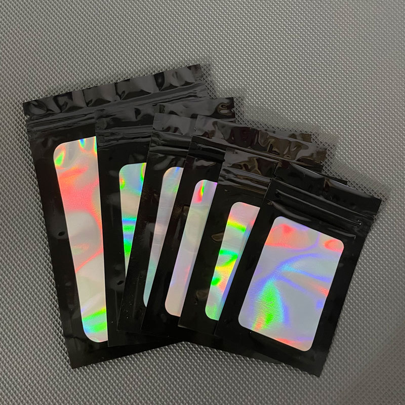 In-stock color window laser self-sealing bags, jewelry packaging bags, phone cases, plastic bags, food sealing bags with fixed logos pic 8