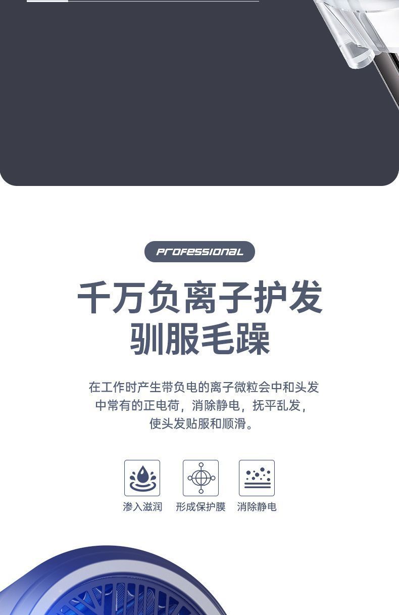 德国新款吹风机家用宿舍学生负离子不伤发大功率冷热风静音吹头发详情12