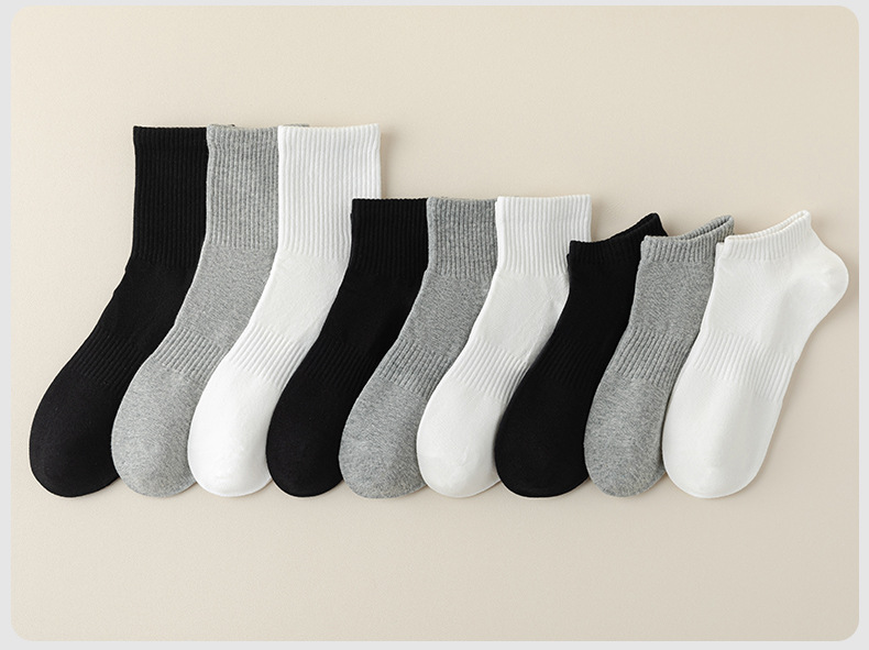 新疆长绒棉袜子黑白灰纯色抗菌束腰透气防臭商务休闲纯棉长筒袜子详情8