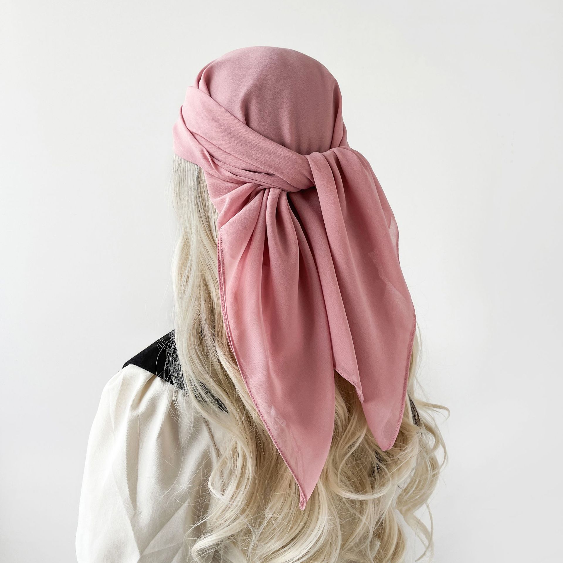 Pañuelo de seda monocolor de verano 90 gasa perla pañuelo de color sólido malay hijab asia sudoriental pañuelo de mujer cubierta hui pic 22