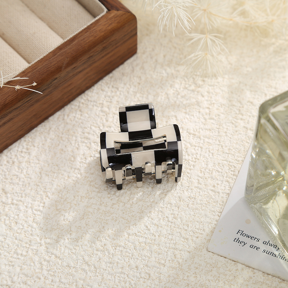韩版豹纹醋酸方块镂空高马尾夹时尚少女气质简约几何鲨鱼夹子发饰详情9