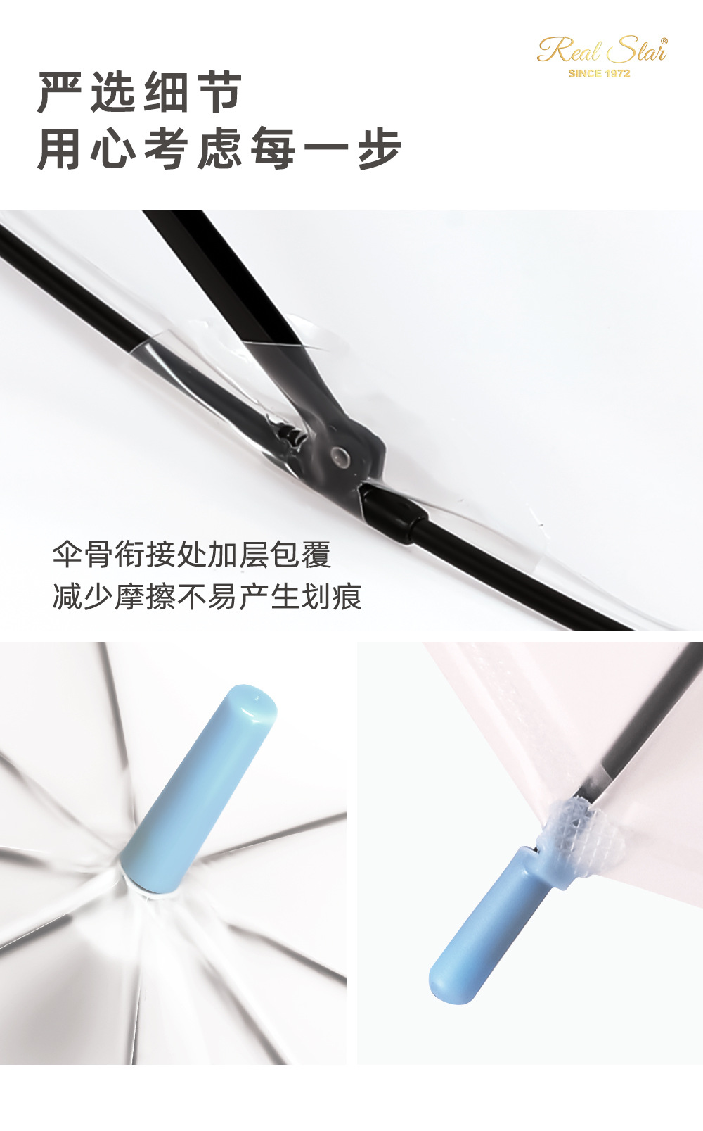 新款蝴蝶图案透明塑料雨伞长柄伞批发磨砂POE伞少女时尚伞详情11