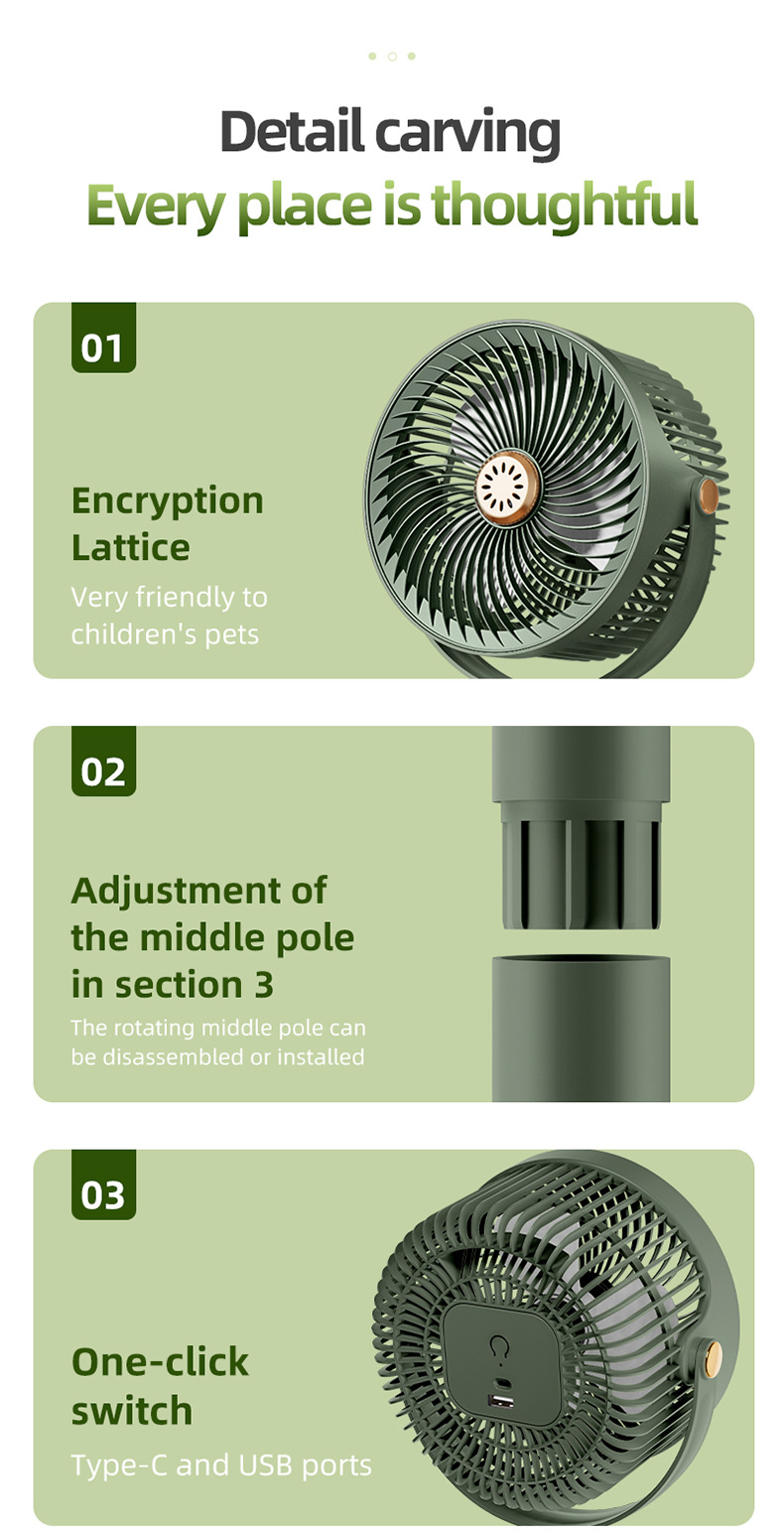 新款家用露营可伸缩落地扇USB桌面大风力循环扇办公室台式立式电详情19