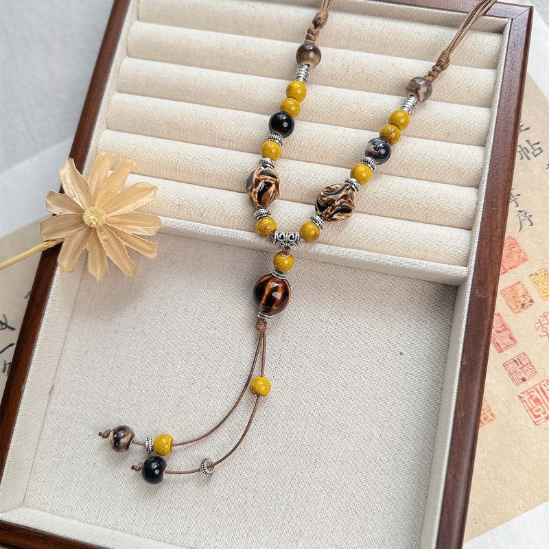 文创景德镇陶瓷项链蝴蝶跨境饰品批发国风文艺新中式手工编织项饰详情12