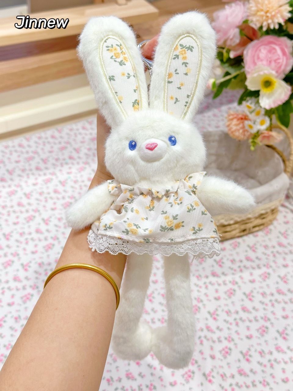 新品趣味碎花抽拉兔毛绒公仔钥匙扣创意解压可爱书包挂件网红礼品详情21