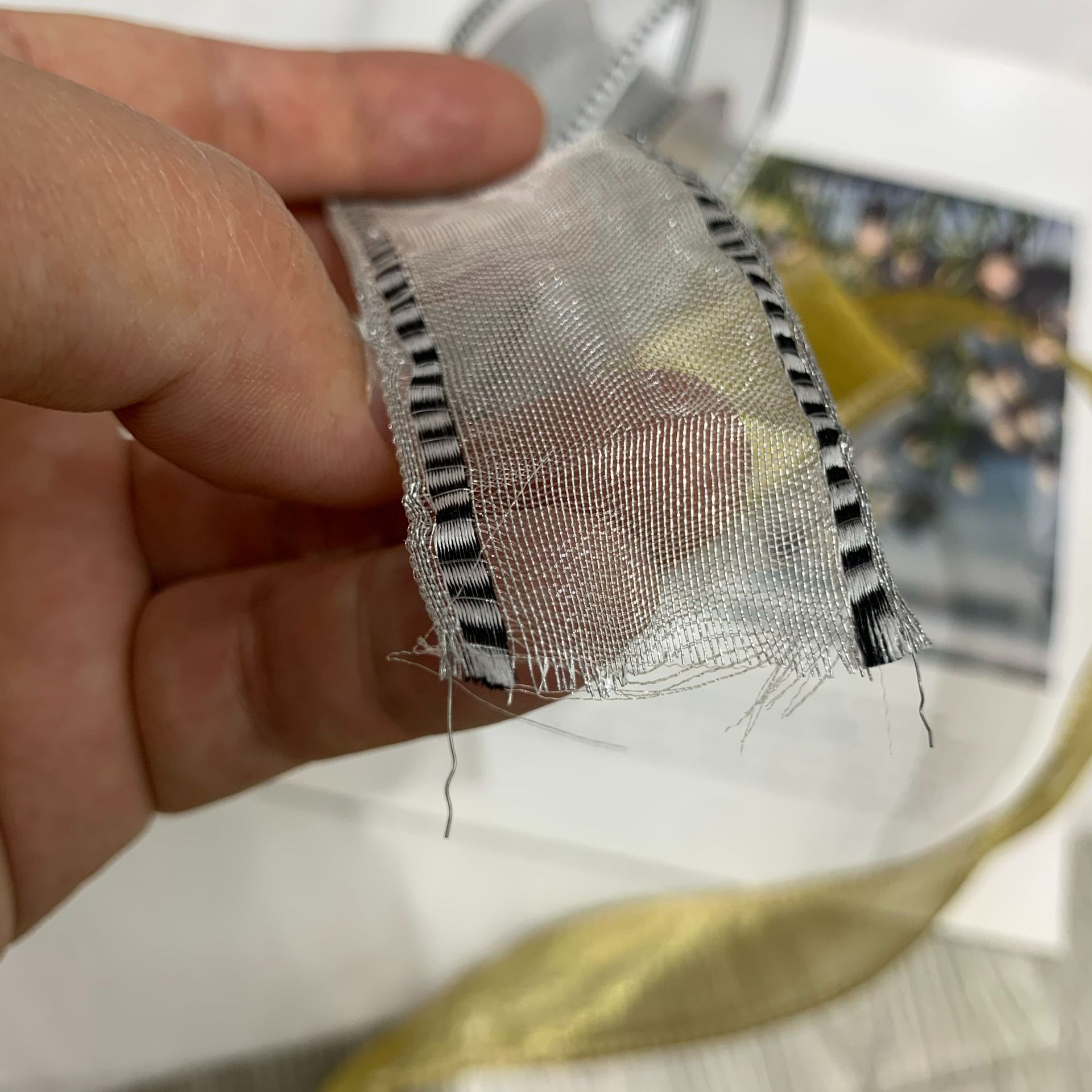 香槟色金银圣诞树装饰织带 铁丝边礼品袋包装丝带 圣诞节点缀装饰带详情5