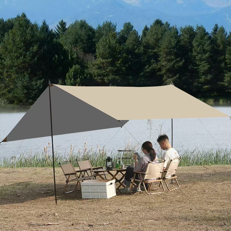 天幕帐篷户外加厚黑胶防晒遮阳棚便携式蝶形六角野营露营用品装备详情5