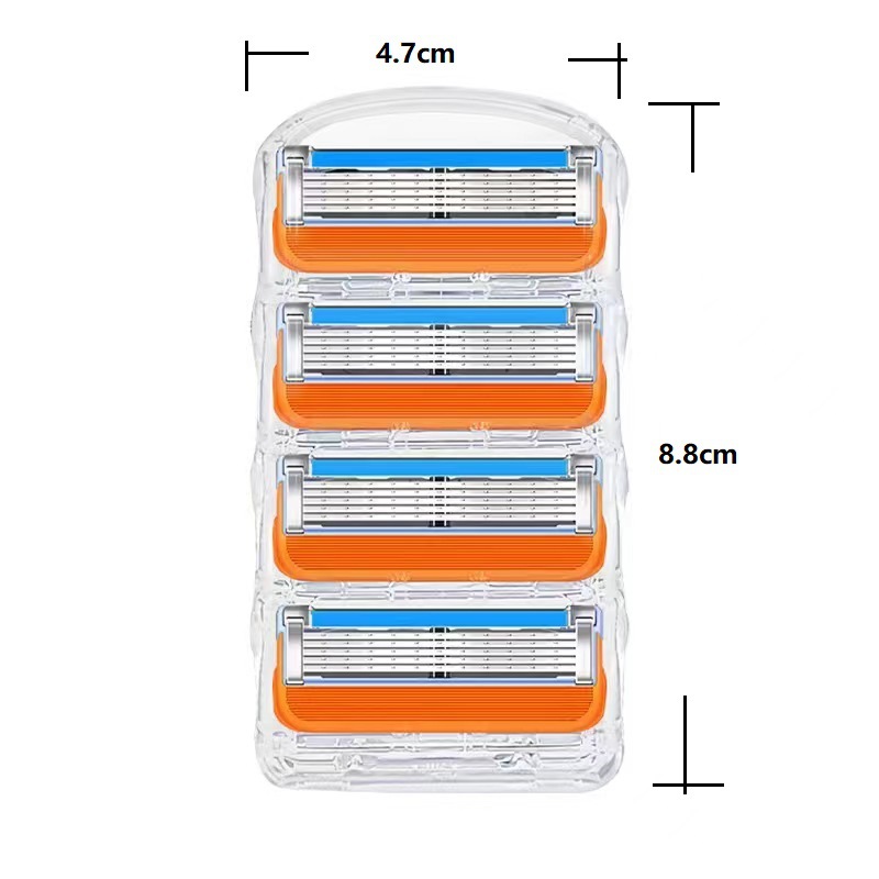 外贸热销厂家五层桔色刀片wish跨境手动剃须刀刮胡刀替换刀头橙色详情6
