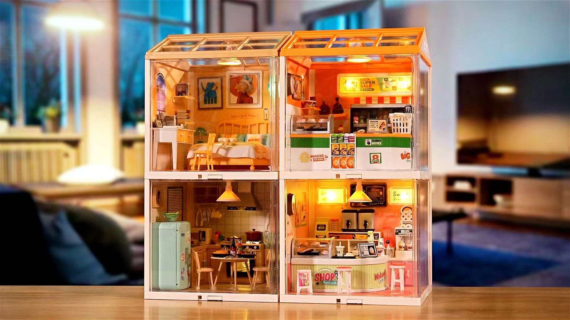 Jiale DIY Mini Building Scene of Big City and Small Town, Small house, Kitchen 3D building block model, student gift pic 2