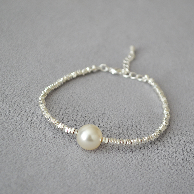 小红书网红款日韩小众轻奢质感不规则闪耀碎银子珍珠简约气质手链详情7