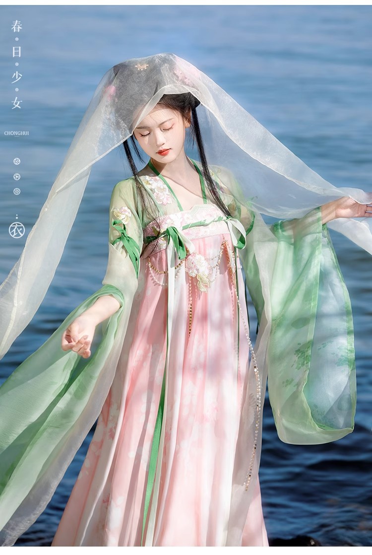国潮新款原创春雨落花唐制汉服女齐胸襦裙改良古风超仙中国风古装详情6