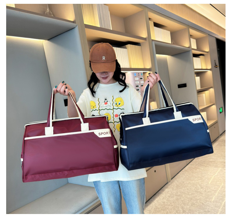 新款简约通勤手提旅行包牛津布加厚耐用运动健身包出差行李收纳袋详情39