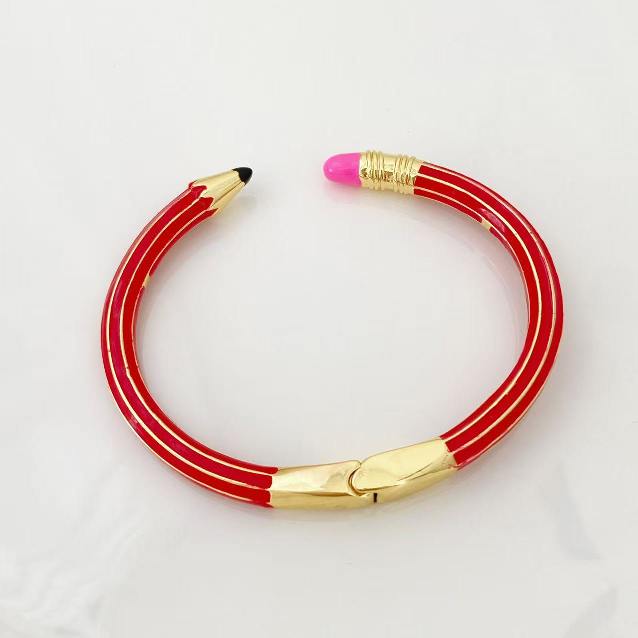 Cross-border new product pencil eraser bracelet, personalized and creative fashion style, enamel color open bracelet with a patchwork feel, for women pic 12