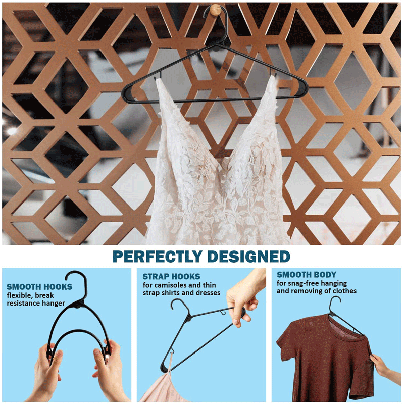 Black plastic clothes hanger, household space-saving, ultra-thin dry and wet plastic clothes rack, multi-functional anti-slip and traceless clothes drying rack pic 20